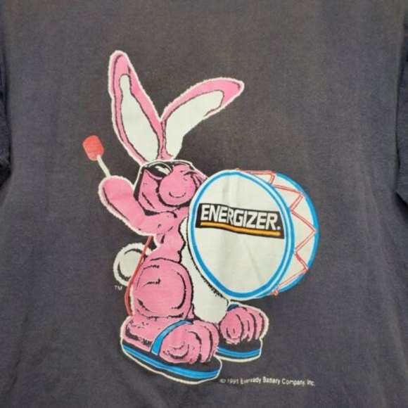 Vintage 90s 1991 Single Stitch Energizer Bunny Nothing Last Longer Tee Sz Large - Picture 2 of 8